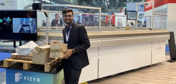 Shubham Singh at Fizyr booth in parcel and post expo 2021